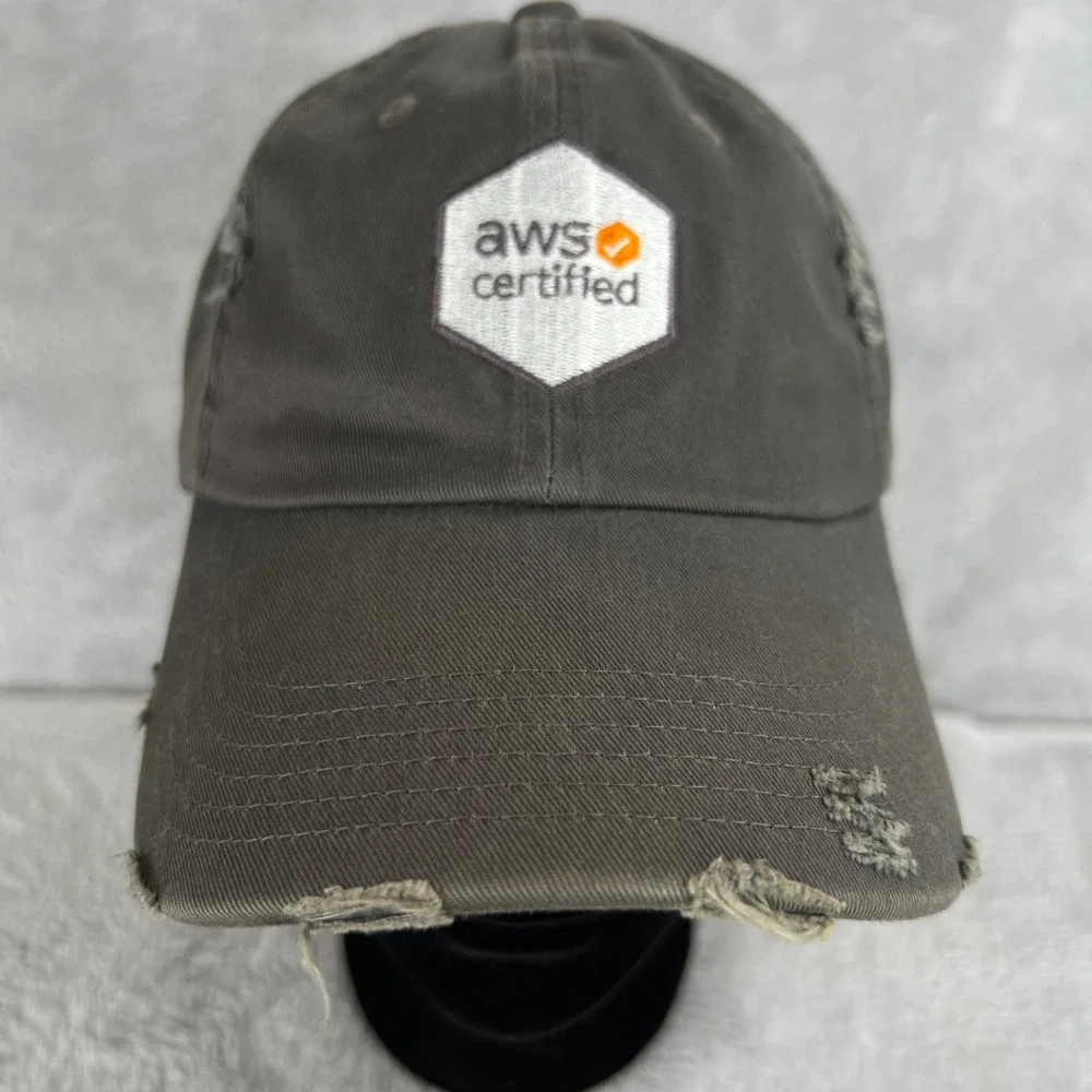 AWS Certified re:Invent 2018 Hat Gray Distressed Amazon Web Services Tech Cap